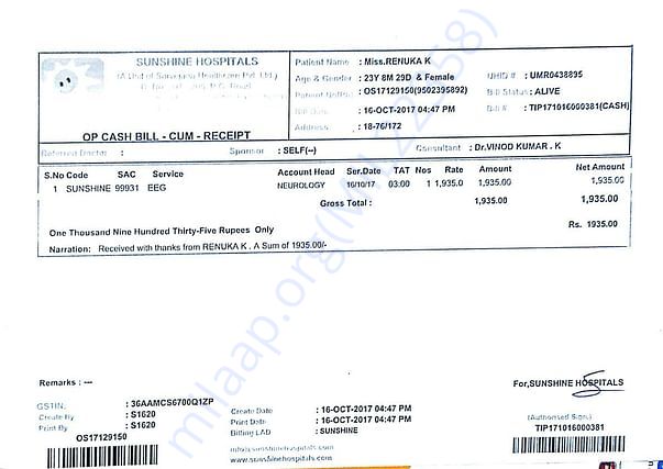 Admission& Basic tests Bills