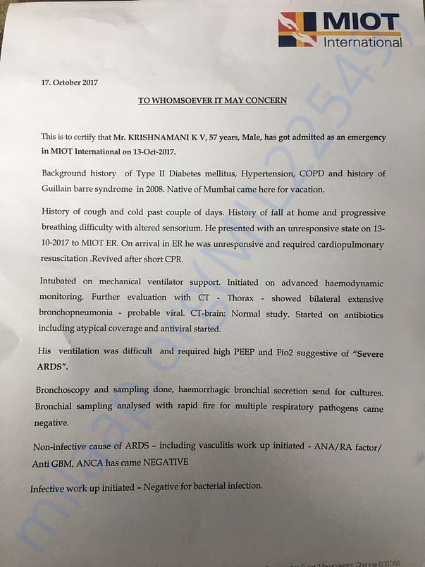Medical report page 1/2