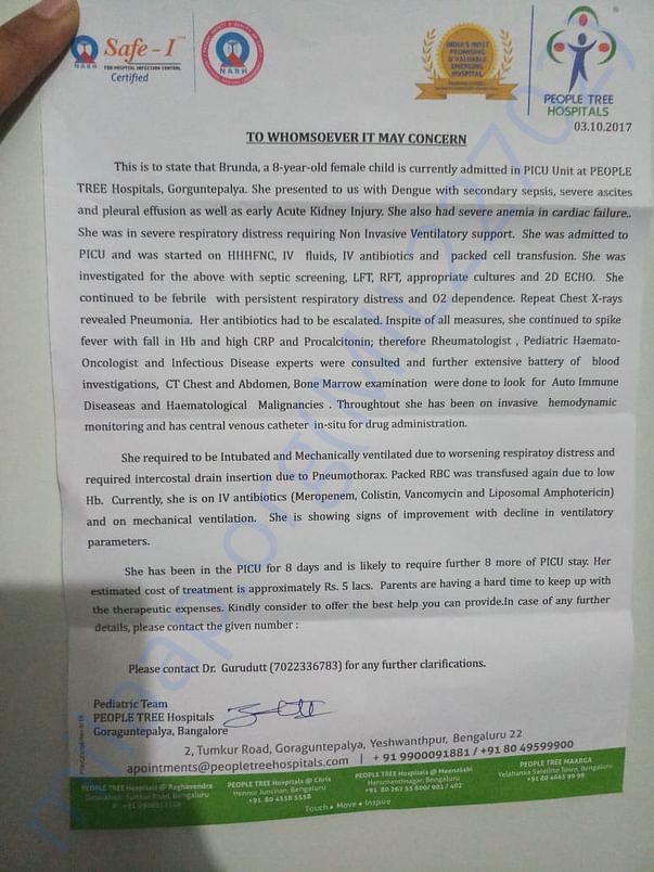Medical details of brunda treatment