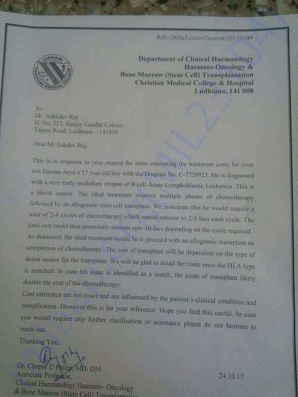 Medical Estimates of Daman provided by CMC Hospital