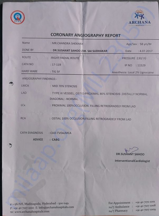 Coronary Anjiography Report