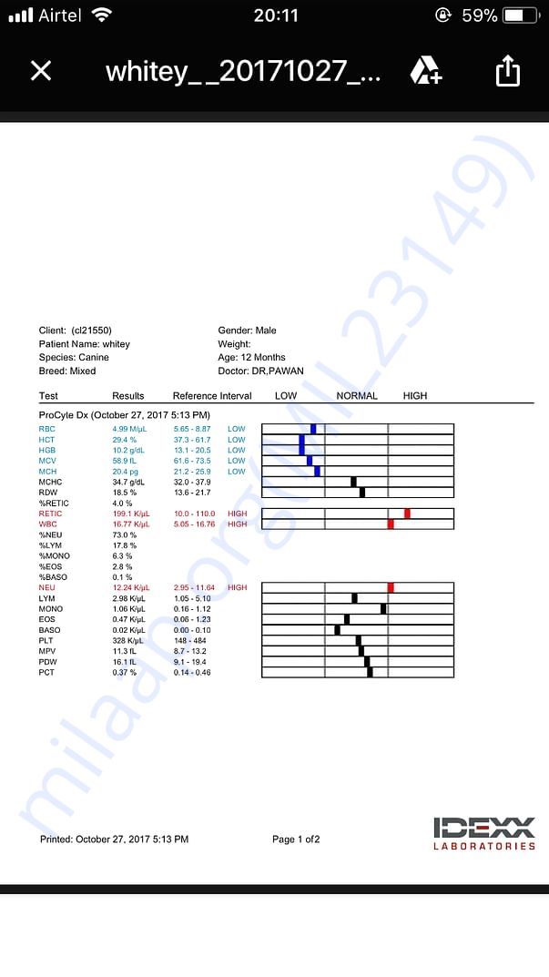 Blood report before surgery