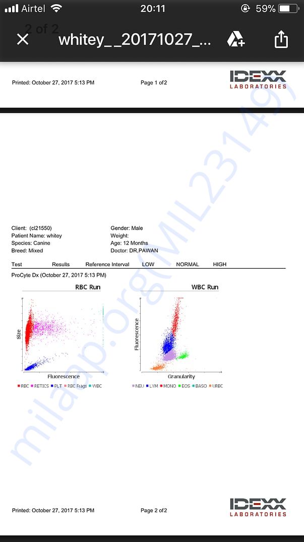 Blood report before surgery