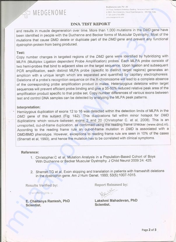 DNA Report 2nd page