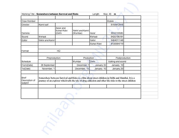 New Schedule for documentry