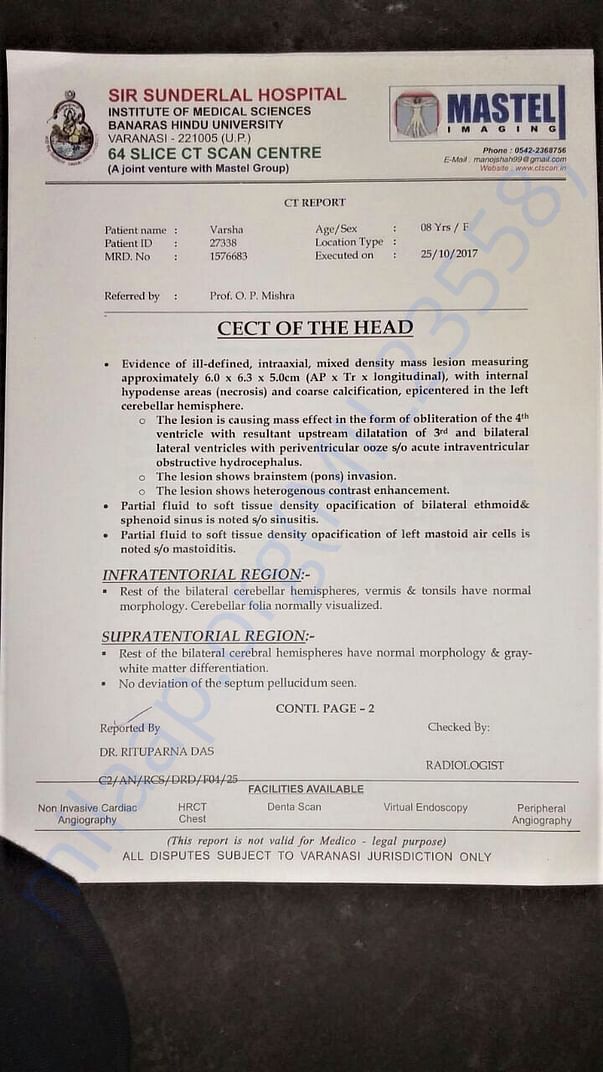 CT scan report page 1