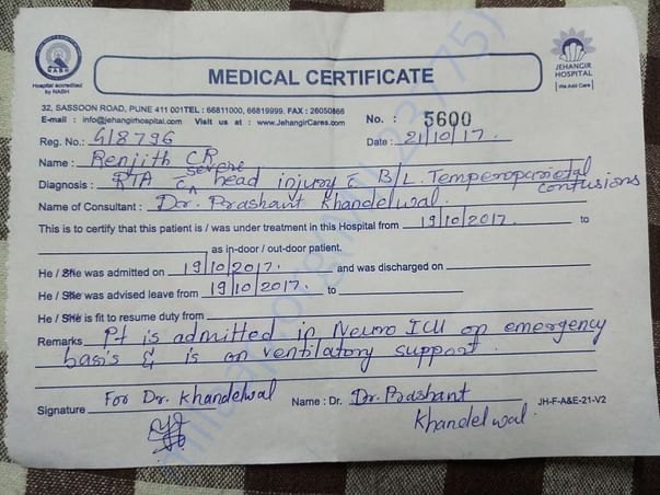 Medical certificate