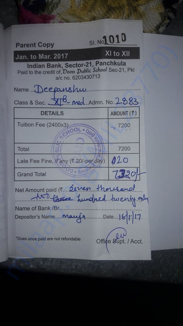 class 11 full year fees deposited