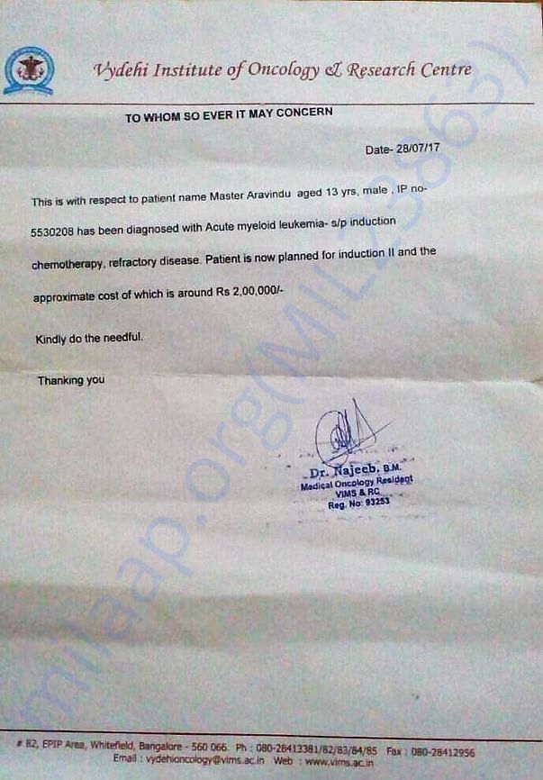 Doctor certificate with cost requirement