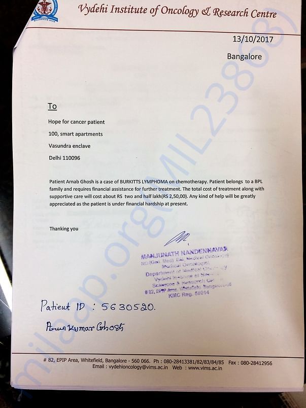 Doctor certificate with cost estimate