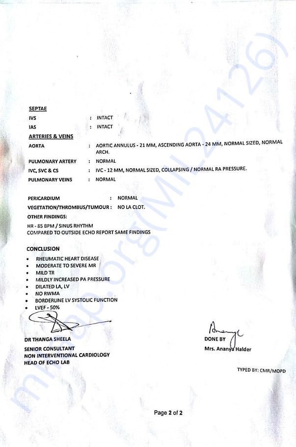 Yuvarajan Report for Rheumatic Heart Disease by NH Bangalore