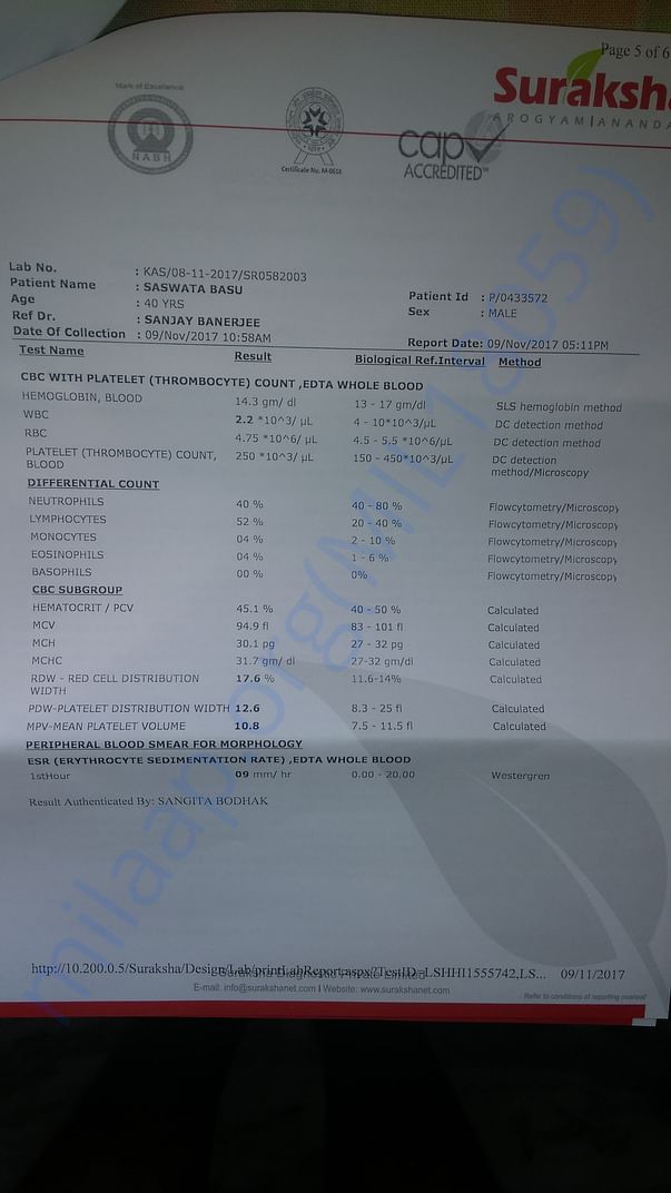 Platelet Count Tests Reports