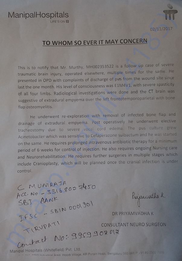 Medical records from manipal hospital doctor