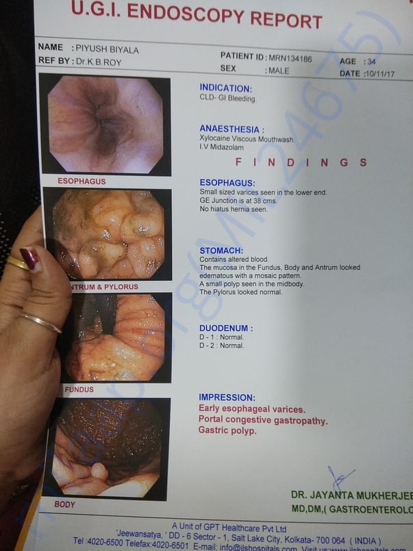 Endoscopy Report as on 10th November