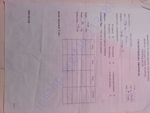 Chemo chart patient details