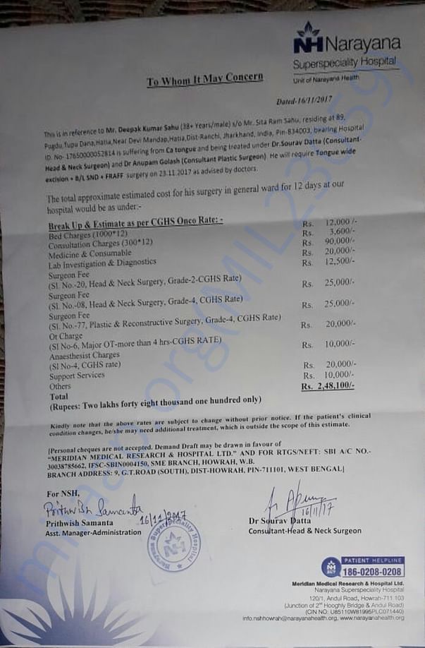 Estimate for operation