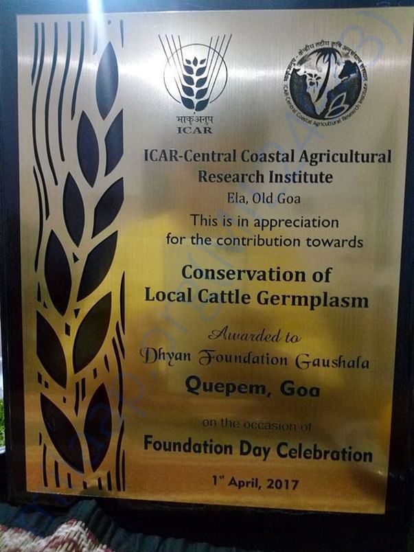 Dhyan Foundation Goa Awarded for their work