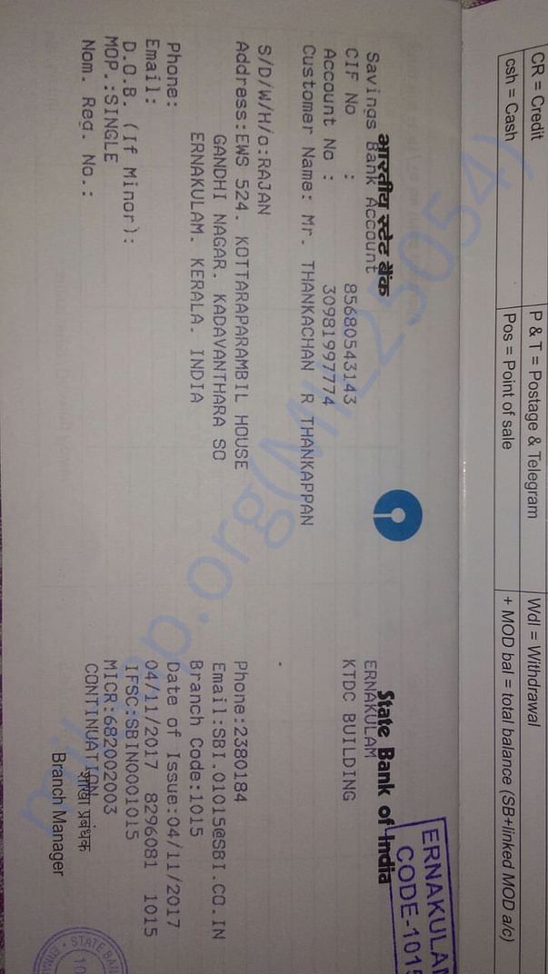 BANK ACCOUNT DETAILS