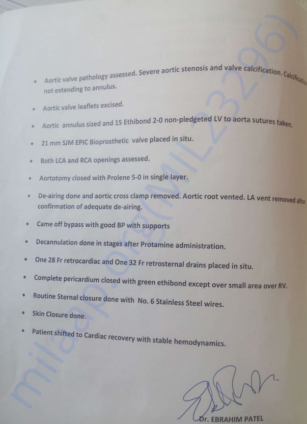 Opration notes