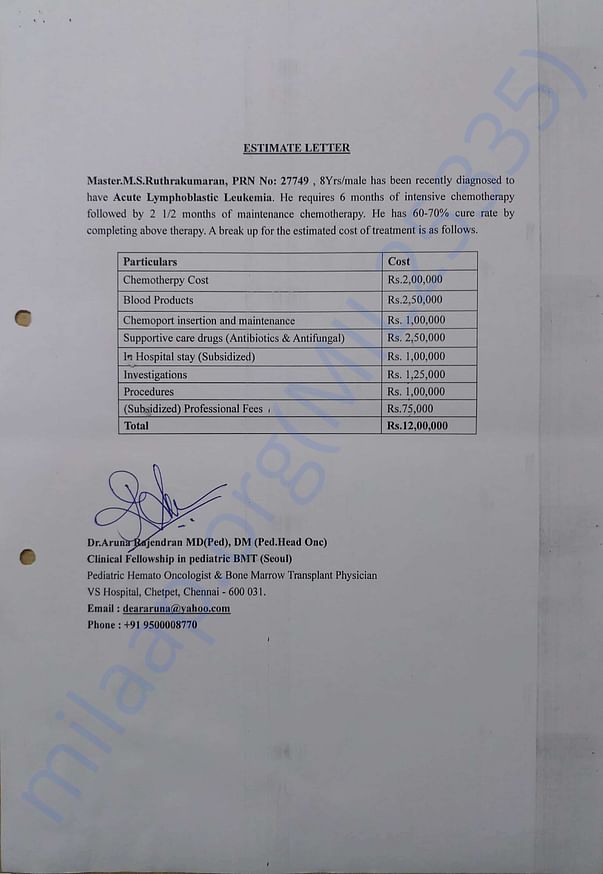 estimation letter