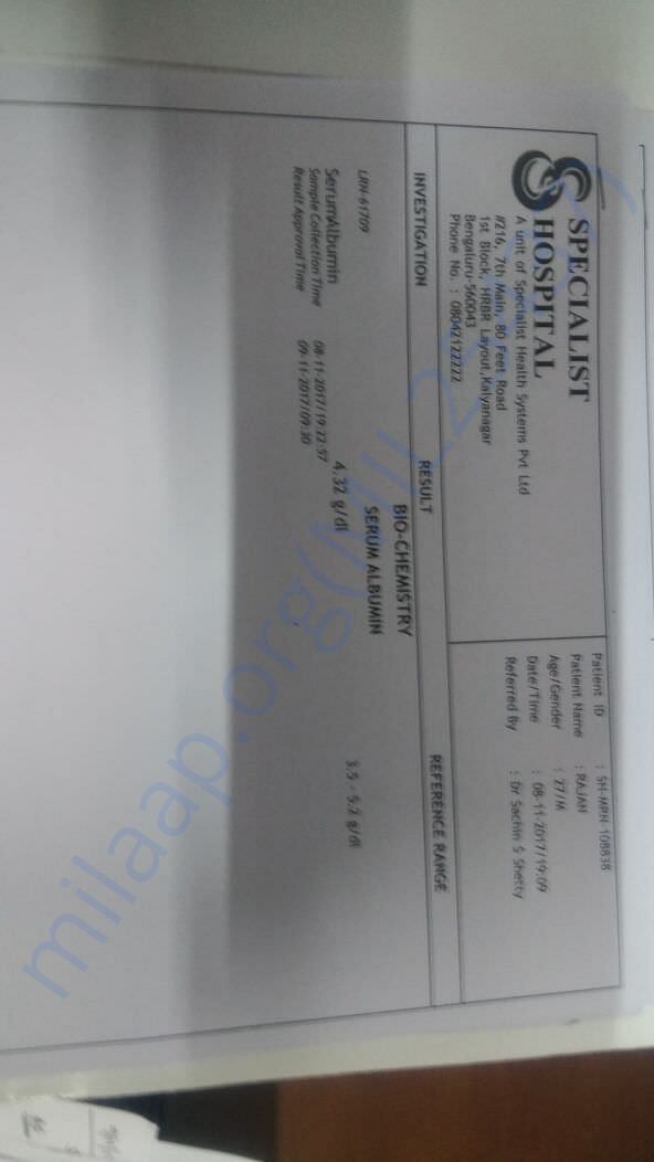 Medical report of Rajan