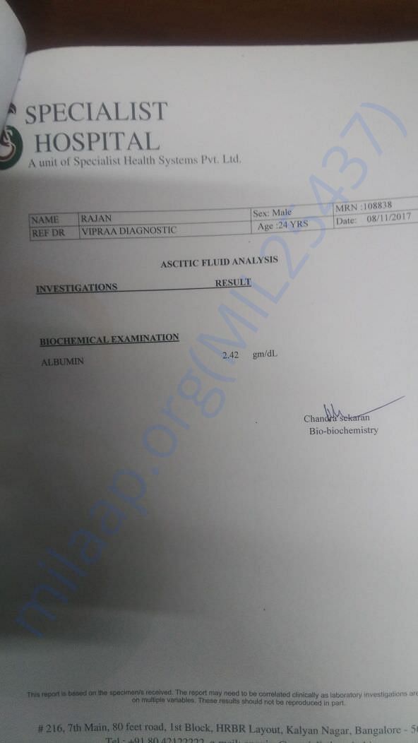 Medical report of Rajan