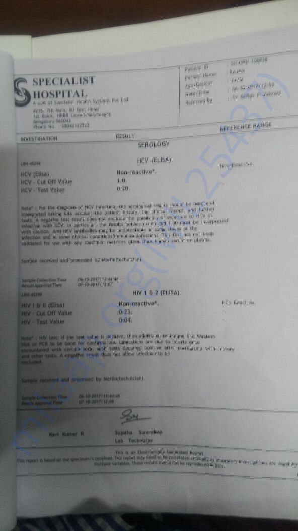 Medical report of Rajan
