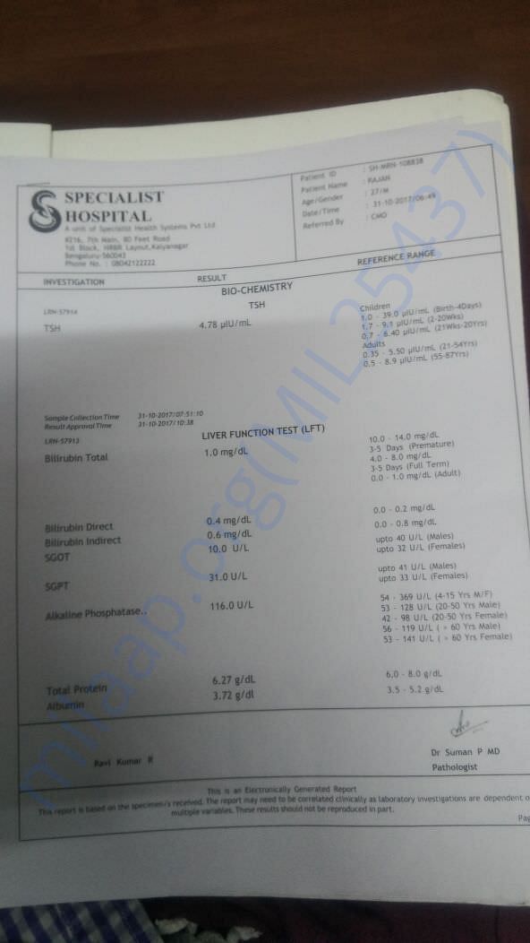 Medical report of Rajan