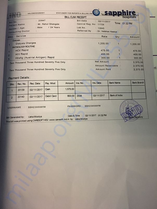 Per Dialysis Fees