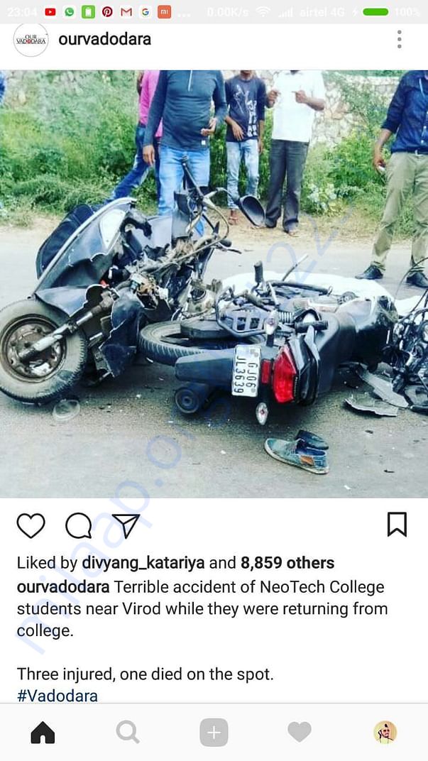 Official instagram article from @ourvadodara regarding the incident.