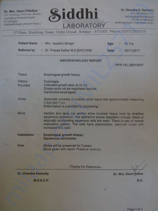 Histopathology Report