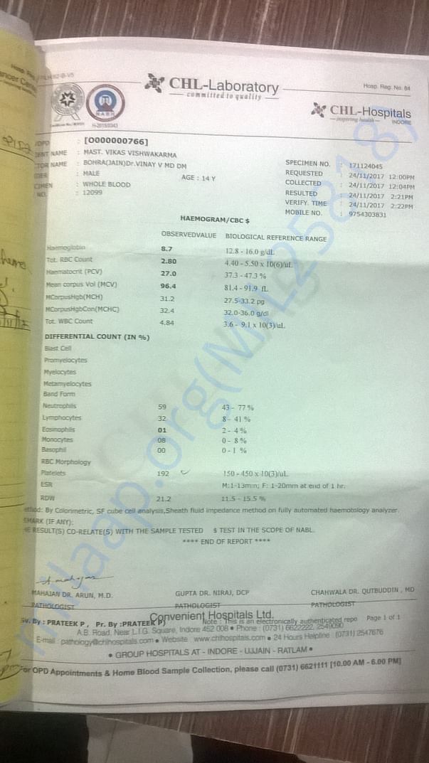 Blood report