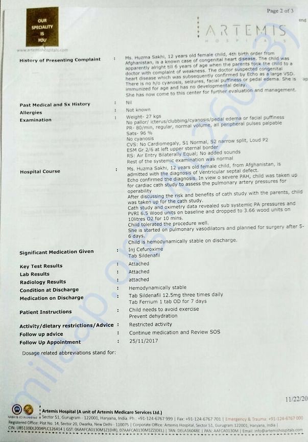Artemis Catheterization report contd.