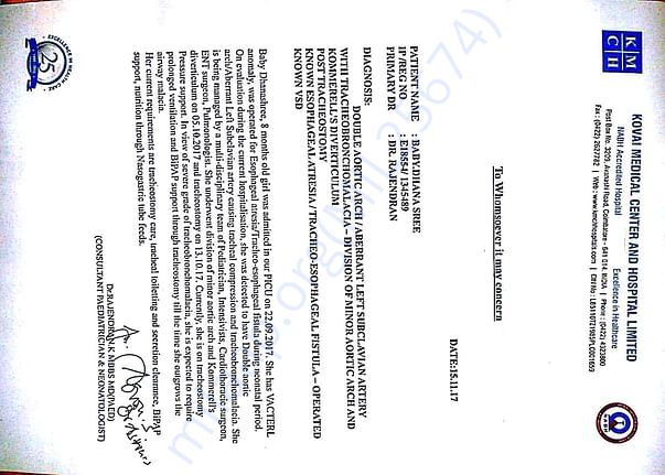 Hospital letter