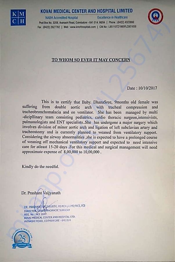 Hospital letter