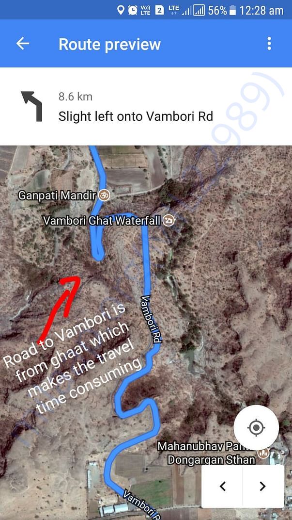 Road to vambori is from ghaat which makes travel time consuming