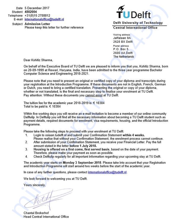 Admission Letter