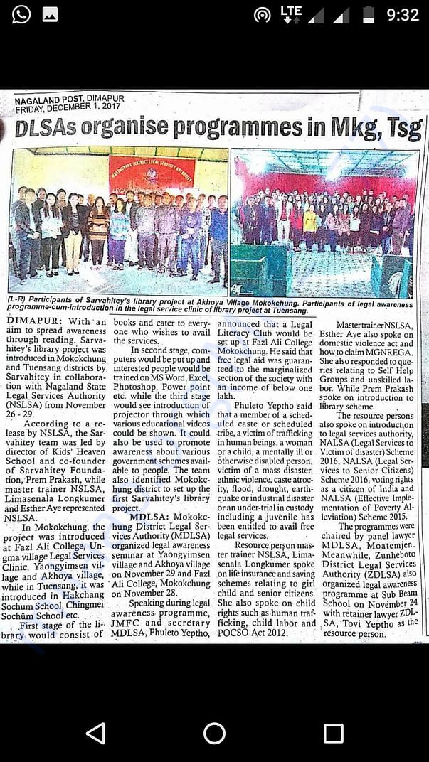 Library project covered by Nagaland Post