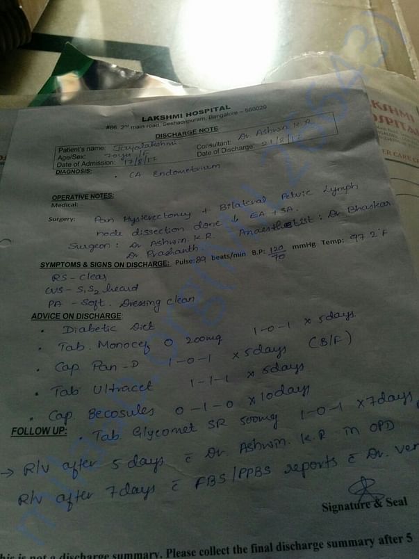 Doctor Prescription - Endometrial cancer - 21 Aug 17