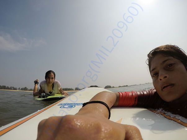 While shooting surfing