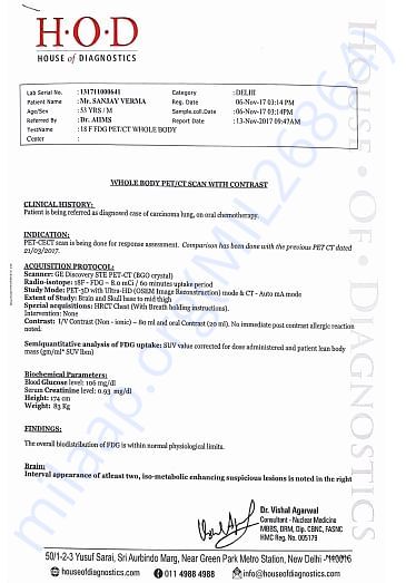 Pet ct report