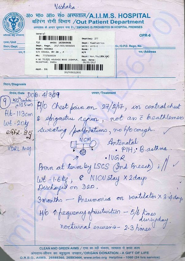 AIIMS (All India Institute of Medical Science ) Medical prescription