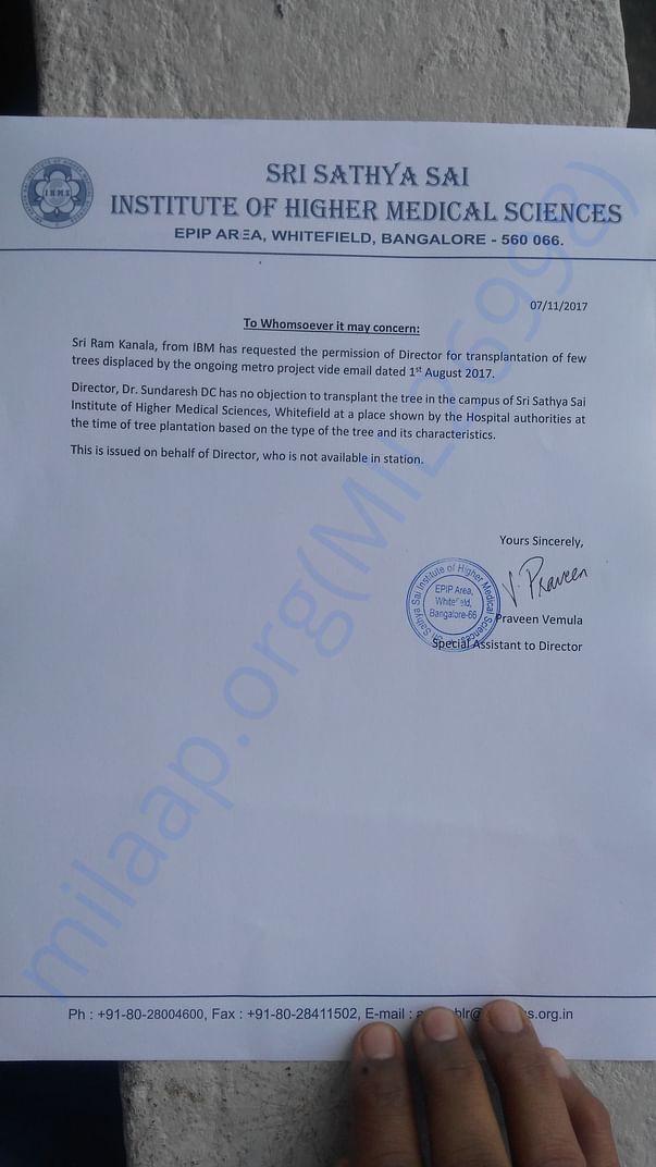 Sai Baba Hospital Approval for land
