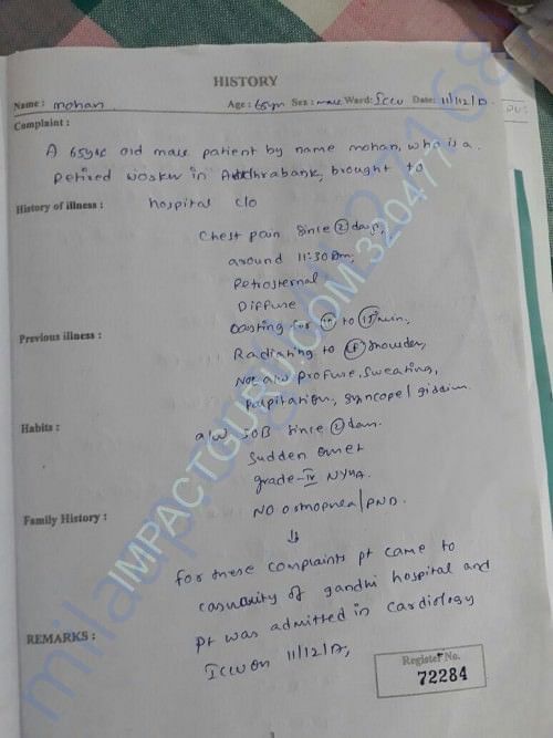 Hospital admission details