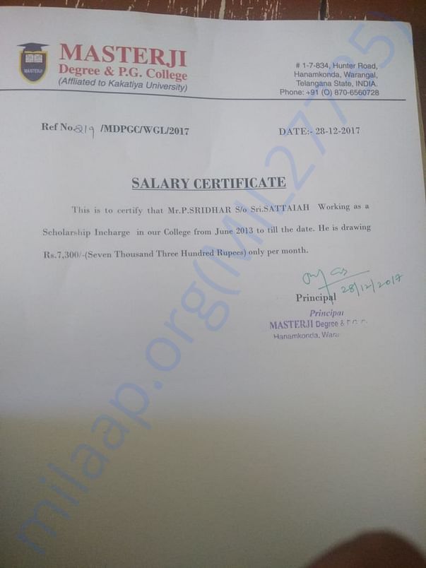 Employer Salary Certificate