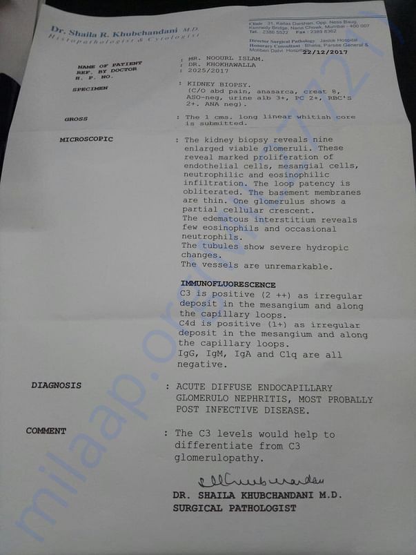 Medical Report of Nurul Islam