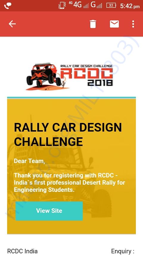Confirmation mail for registration
