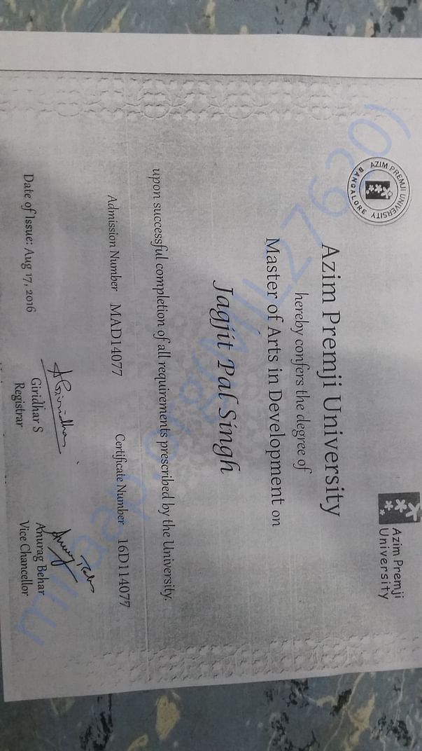 Photocopy of the Degree
