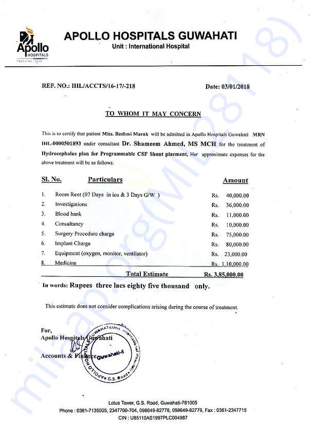 RESHMI HOSPITALS COST ESTIMATE