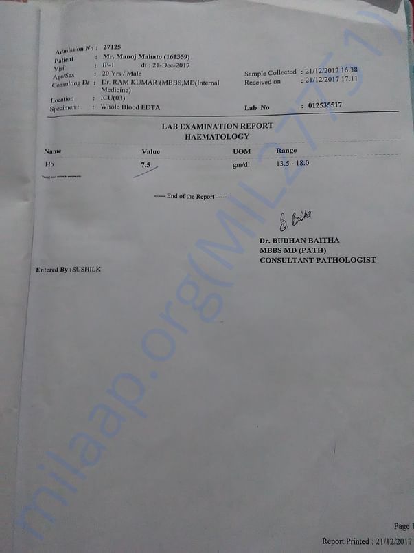 patient's medical report